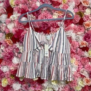 X-Large white, red, and blue top